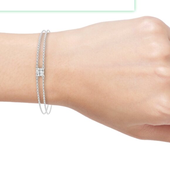 Brand New! 2/5 CTW Round Lab Grown Diamond Double Chain Bracelet - 7 Inches - Picture 6 of 7